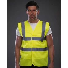 Uniszex ujjatlan mellény Yoko Fluo Open Mesh Waistcoat 2XL, Fluo Narancs