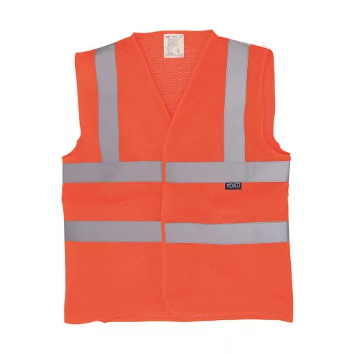 Uniszex ujjatlan mellény Yoko Fluo Open Mesh Waistcoat 3XL, Fluo Narancs