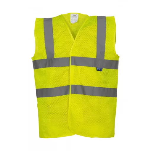 Uniszex ujjatlan mellény Yoko Fluo Open Mesh Waistcoat 3XL, Fluo Sárga