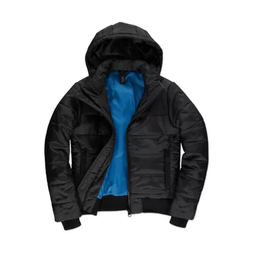 Női kapucnis hosszú ujjú kabát B and C Superhood/women Jacket XS, Fekete/Kobalt