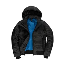 Női kapucnis hosszú ujjú kabát B and C Superhood/women Jacket S, Fekete/Kobalt