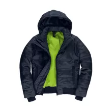 Női kapucnis hosszú ujjú kabát B and C Superhood/women Jacket S, Sötétkék/Neon Zöld