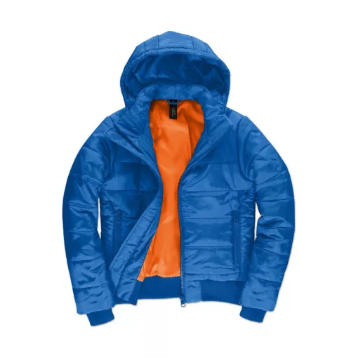 Női kapucnis hosszú ujjú kabát B and C Superhood/women Jacket XL, Királykék/Neon Narancssárga