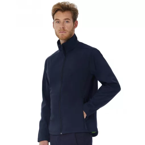 Férfi hosszú ujjú Softshell B and C ID.701 Softshell Jacket S, Sötétkék/Neon Zöld