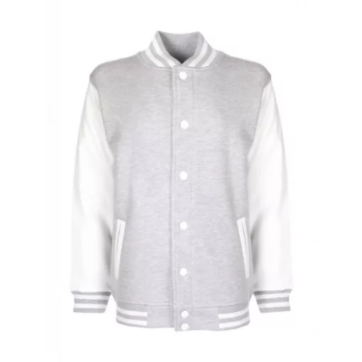 Gyerek Kabát  Hosszú ujjú FDM Junior Varsity Jacket -7-8 (128), Sport Szürke/Fehér