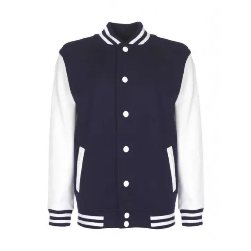 Gyerek Kabát  Hosszú ujjú FDM Junior Varsity Jacket -3-4 (104), Sötétkék navy/fehér