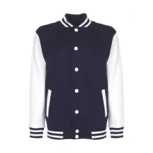 Gyerek Kabát  Hosszú ujjú FDM Junior Varsity Jacket -5-6 (116), Sötétkék navy/fehér