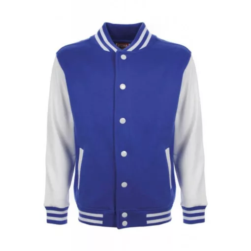Gyerek Kabát  Hosszú ujjú FDM Junior Varsity Jacket -11-13 (152), Királykék/Fehér