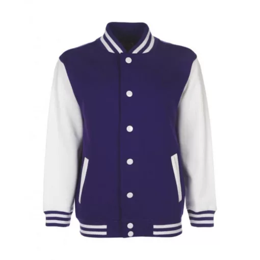 Gyerek Kabát  Hosszú ujjú FDM Junior Varsity Jacket -3-4 (104), Lila/fehér