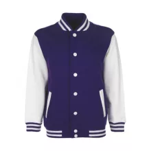 Gyerek Kabát  Hosszú ujjú FDM Junior Varsity Jacket -3-4 (104), Lila/fehér
