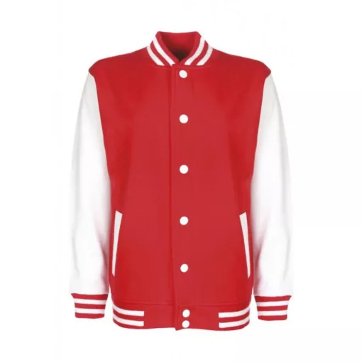 Gyerek Kabát  Hosszú ujjú FDM Junior Varsity Jacket -7-8 (128), Tűzpiros/Fehér