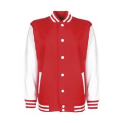 Gyerek Kabát  Hosszú ujjú FDM Junior Varsity Jacket -9-10 (140), Tűzpiros/Fehér