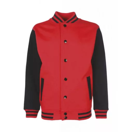 Gyerek Kabát  Hosszú ujjú FDM Junior Varsity Jacket -5-6 (116), Tűzpiros/Fekete