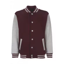 Gyerek Kabát  Hosszú ujjú FDM Junior Varsity Jacket -7-8 (128), Burgundi/Sport Szürke