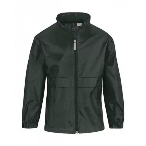 Gyerek Kabát Kapucnis  B & C Sirocco/kids Windbreaker -3/4 (98/104), Sötétzöld