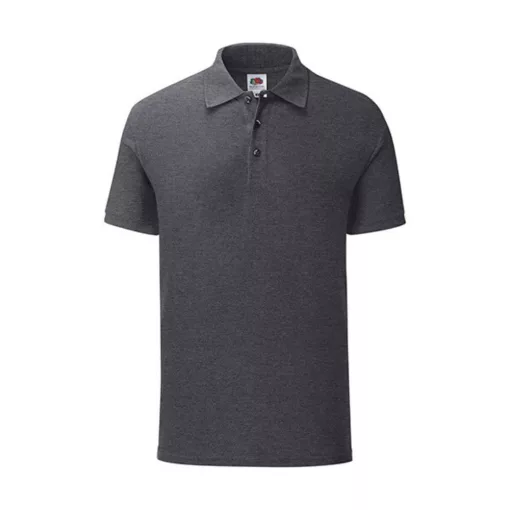 Uniszex rövid ujjú galléros póló Fruit of the Loom Iconic Polo -S, Sötét heather szürke