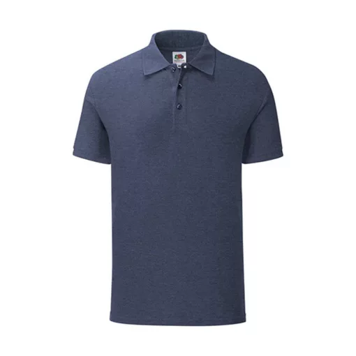 Uniszex rövid ujjú galléros póló Fruit of the Loom Iconic Polo -S, Vintage Heather Sötétkék