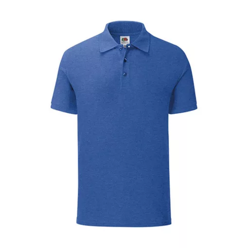 Uniszex rövid ujjú galléros póló Fruit of the Loom Iconic Polo -S, Retró Heather Királykék