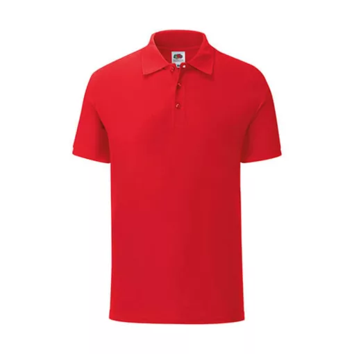Uniszex rövid ujjú galléros póló Fruit of the Loom Iconic Polo -S, Piros