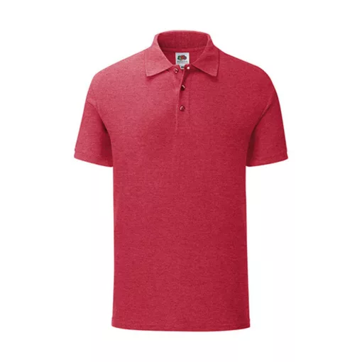 Uniszex rövid ujjú galléros póló Fruit of the Loom Iconic Polo -S, Vintage Heather Piros