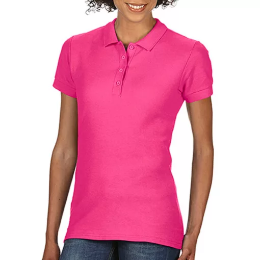 Női Galléros póló  Rövid ujjú Gildan Softstyle Ladies Double Pique Polo   Heliconia (sötét róz