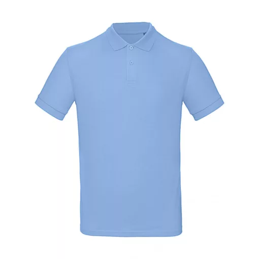 Férfi rövid ujjú organikus galléros póló B and C Organic Inspire Polo /men S, Ég kék