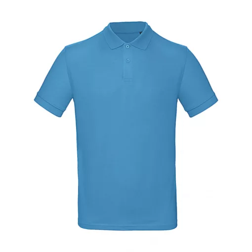 Férfi rövid ujjú organikus galléros póló B and C Organic Inspire Polo /men S, Türkizkék