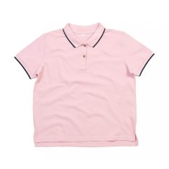 Női rövid ujjú galléros póló Mantis The Women-s Tipped Polo XL, Világos rózsaszín (pink)/Sötétk