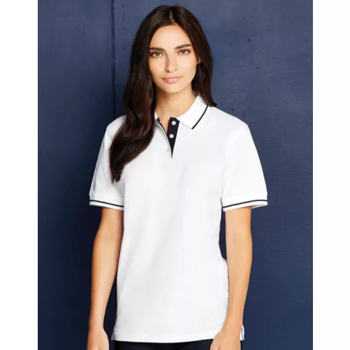 Női galléros póló  rövid ujjú Kustom Kit St. Mellion Polo   Fehér/Sötétkék navy   urespolo.hu