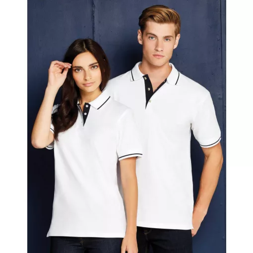 Női galléros póló  rövid ujjú Kustom Kit St. Mellion Polo   Fehér/Sötétkék navy   urespolo.hu