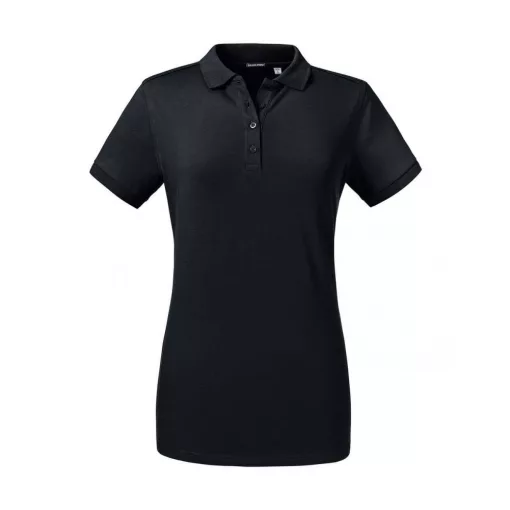Női rövid ujjú galléros póló Russell Europe Ladies' Tailored Stretch Polo 2XL, Fekete