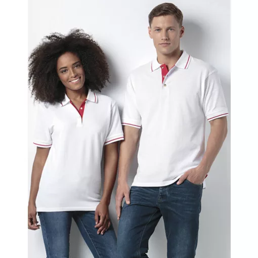 Női galléros póló  rövid ujjú Kustom Kit St. Mellion Polo   Fehér/Piros   urespolo.hu