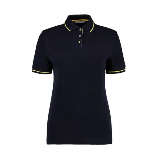 Női galléros póló  rövid ujjú Kustom Kit St. Mellion Polo   Sötétkék navy/napsárga   urespolo.h