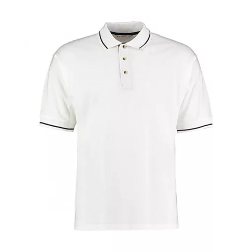 Férfi rövid ujjú galléros póló Kustom Kit Men's Classic Fit St. Mellion Polo M, Fehér/Sötétkék