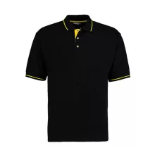 Férfi rövid ujjú galléros póló Kustom Kit Men's Classic Fit St. Mellion Polo S, Fekete/Sárga