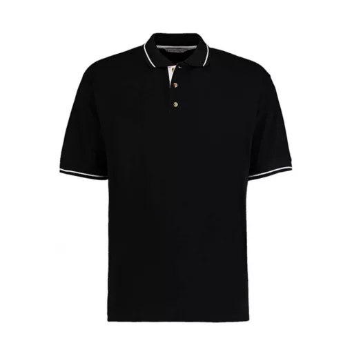 Férfi rövid ujjú galléros póló Kustom Kit Men's Classic Fit St. Mellion Polo M, Fekete/Fehér