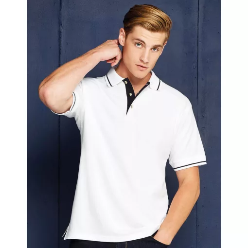 Férfi rövid ujjú galléros póló Kustom Kit Men\'s Classic Fit St. Mellion Polo 2XL, Fekete/Fehér