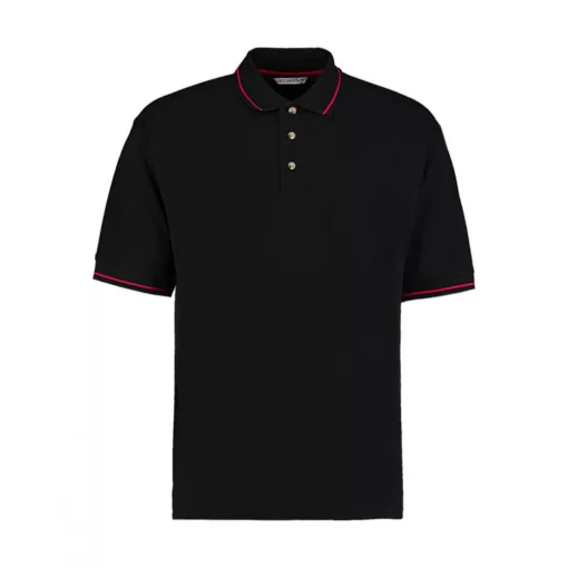 Férfi rövid ujjú galléros póló Kustom Kit Men's Classic Fit St. Mellion Polo S, Fekete/Piros