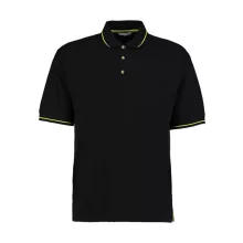 Férfi rövid ujjú galléros póló Kustom Kit Men's Classic Fit St. Mellion Polo M, Fekete/Lime zöl
