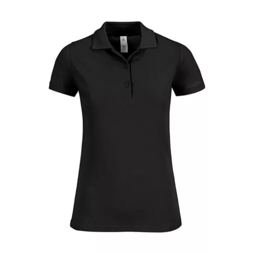 Női galléros póló  rövid ujjú B&C Safran Timeless Women - PW457   Fekete   urespolo.hu