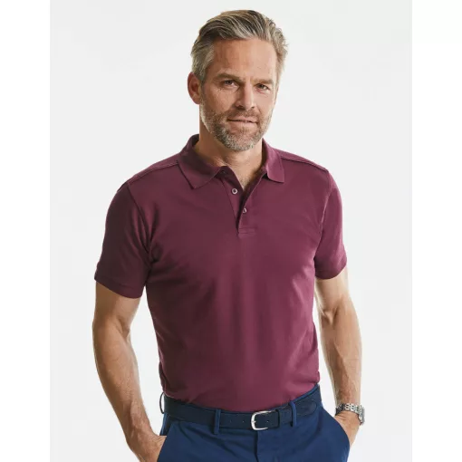 Férfi rövid ujjú felső Russell Europe Men\'s Tailored Stretch Polo S, Burgundi vörös