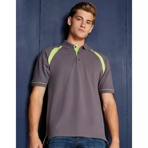 Férfi rövid ujjú galléros póló Kustom Kit Classic Fit Oak Hill Polo S, Fekete/Fehér