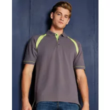 Férfi rövid ujjú galléros póló Kustom Kit Classic Fit Oak Hill Polo XL, Fekete/Narancssárga