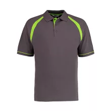 Férfi rövid ujjú galléros póló Kustom Kit Classic Fit Oak Hill Polo M, Szénszürke/Lime zöld