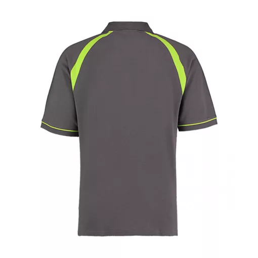 Férfi rövid ujjú galléros póló Kustom Kit Classic Fit Oak Hill Polo XL, Szénszürke/Lime zöld