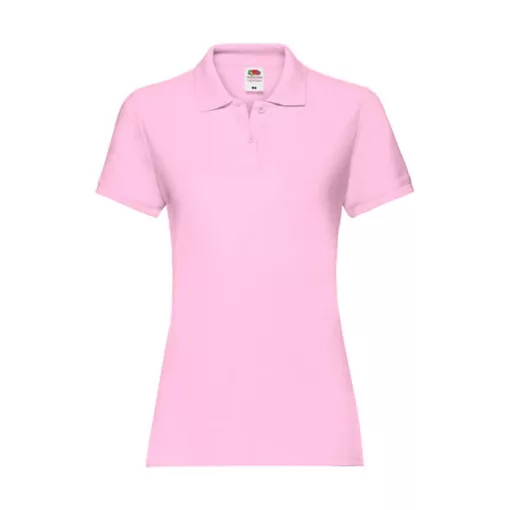 Női Galléros póló  Rövid ujjú Fruit of the Loom Premium Polo Lady-Fit   Világos rózsaszín (pink