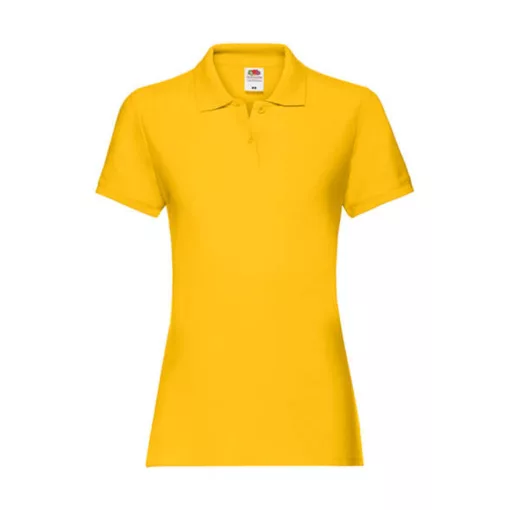 Női Galléros póló  Rövid ujjú Fruit of the Loom Premium Polo Lady-Fit   Napraforgó sárga   ures
