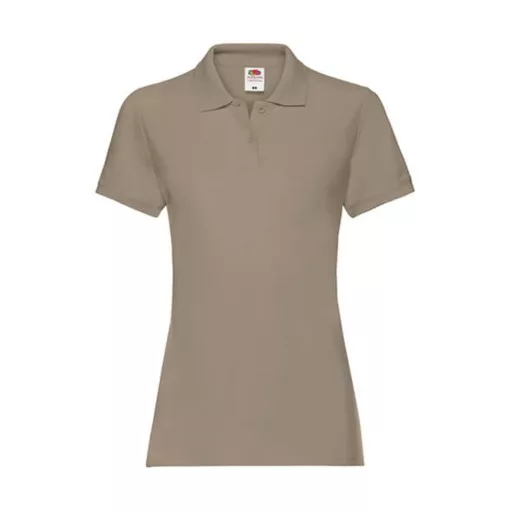 Női Galléros póló  Rövid ujjú Fruit of the Loom Premium Polo Lady-Fit   Khaki   urespolo.hu