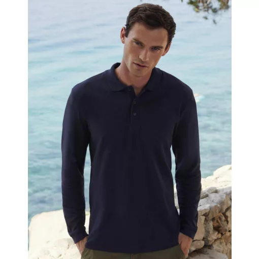 Uniszex Galléros póló  Hosszú ujjú Fruit of the Loom Premium Long Sleeve Polo   Fehér   urespol