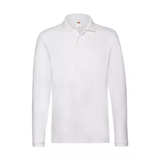 Uniszex Galléros póló  Hosszú ujjú Fruit of the Loom Premium Long Sleeve Polo   Fehér   urespol